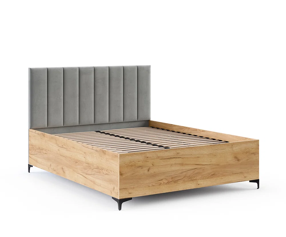 Postel SIERRA 90×200 s kovovým zdvižným roštem TRINITY Dub Craft - Šedá