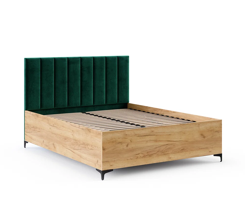 Postel SIERRA 90×200 s kovovým zdvižným roštem TRINITY Dub Craft - Zelená