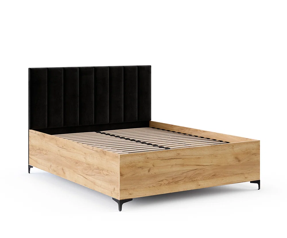Postel SIERRA 90×200 s kovovým zdvižným roštem TRINITY Dub Craft - Černá