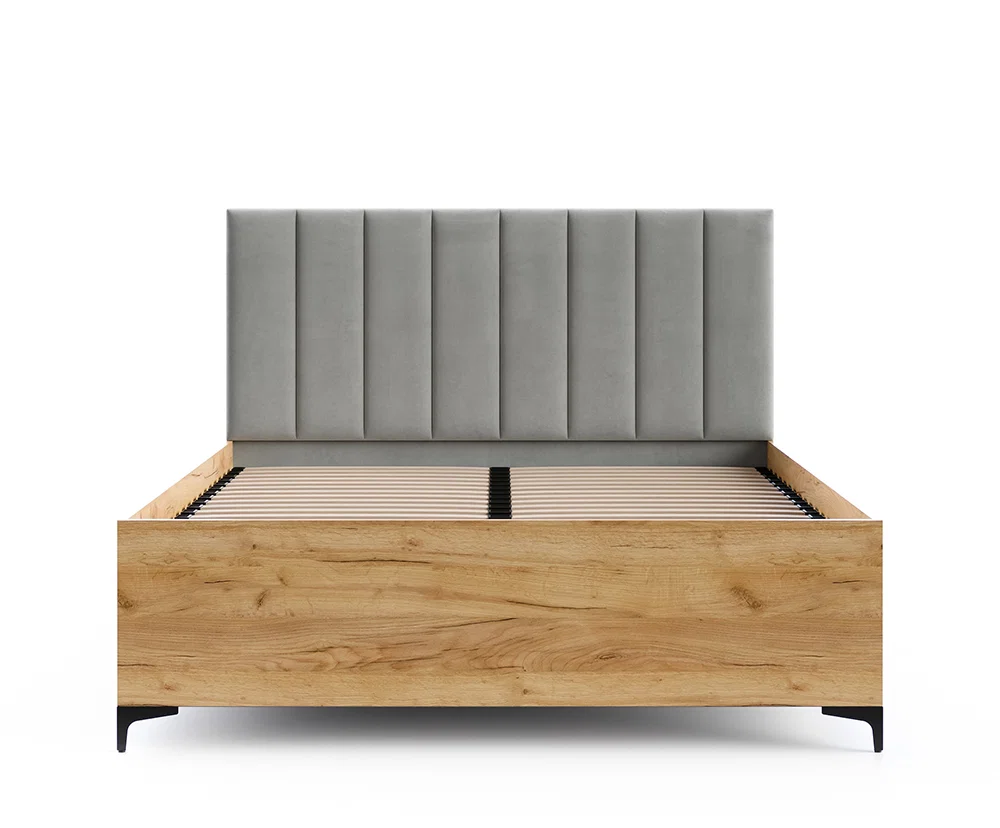 Postel SIERRA 120×200 s kovovým zdvižným roštem TRINITY Dub Craft - Šedá