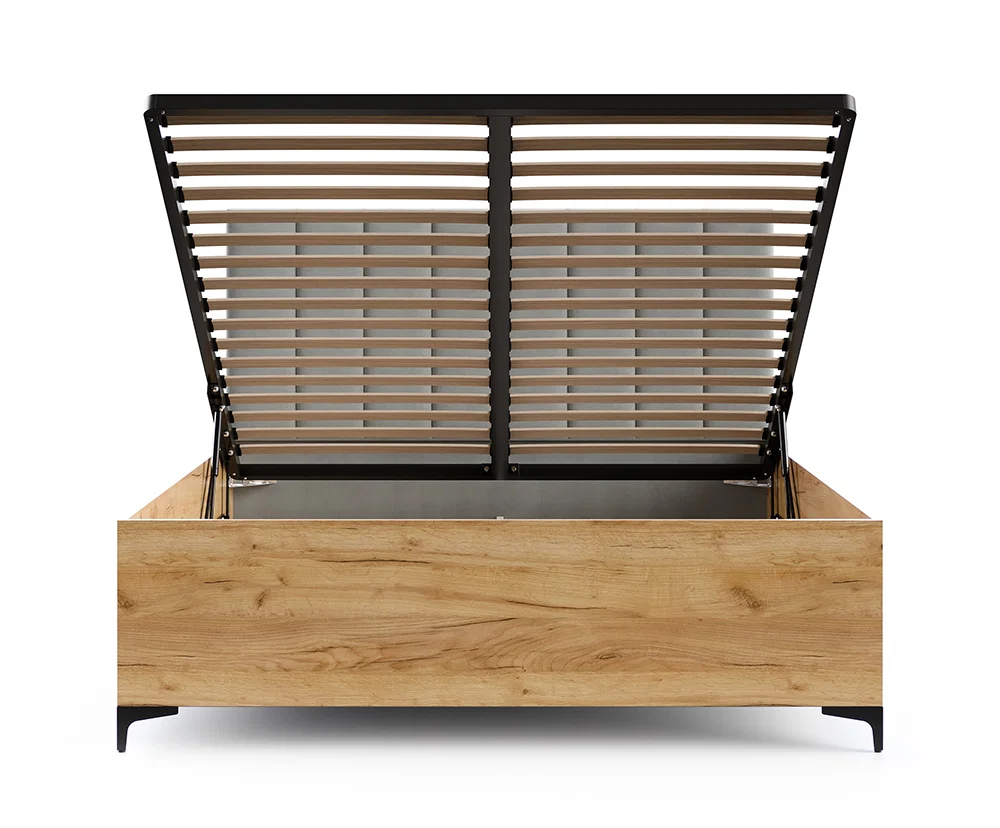 Postel SIERRA 120×200 s kovovým zdvižným roštem TRINITY Dub Craft - Šedá