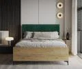 Postel SIERRA 120×200 s kovovým zdvižným roštem TRINITY Dub Craft - Zelená