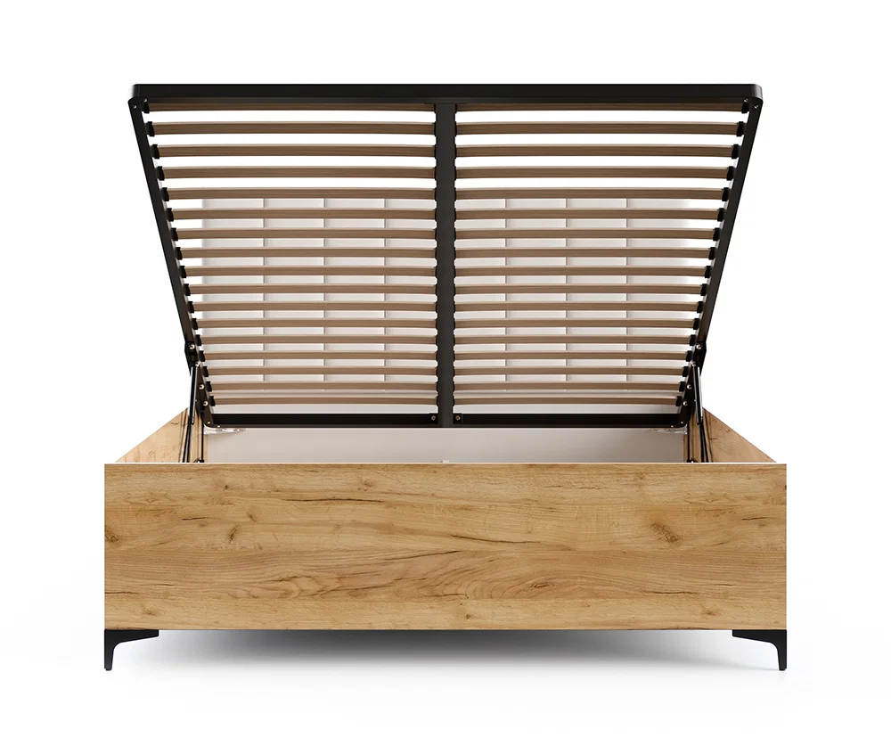 Postel SIERRA 160×200 s kovovým zdvižným roštem TRINITY Dub Craft - Bílá