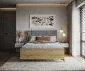 Postel SIERRA 180×200 s kovovým zdvižným roštem TRINITY Dub Craft - Šedá