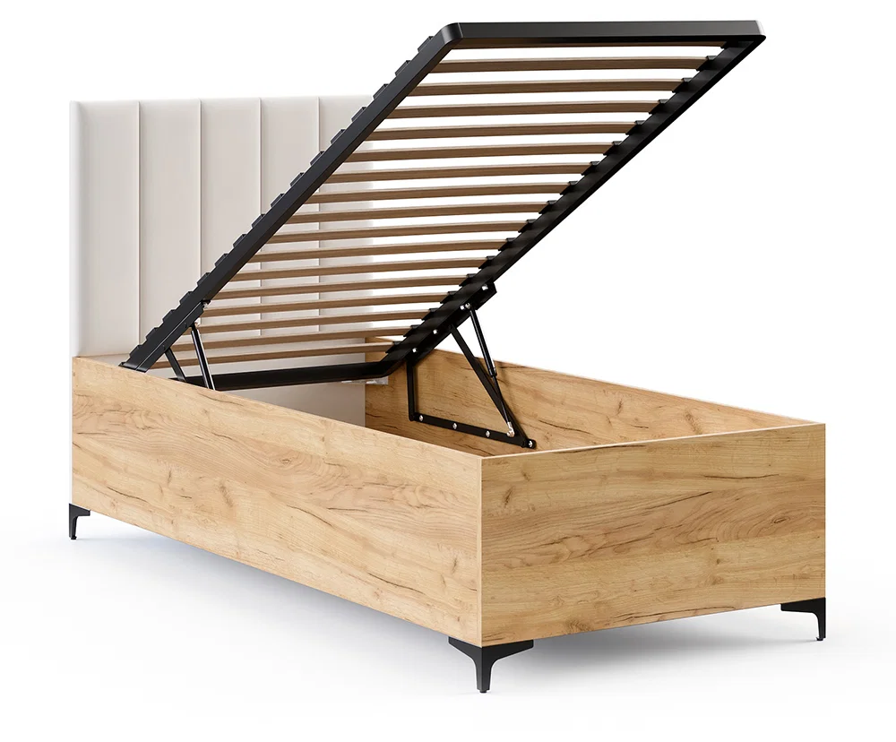 Postel SIERRA 90×200 s kovovým zdvižným roštem PARIS Dub Craft - Bílá