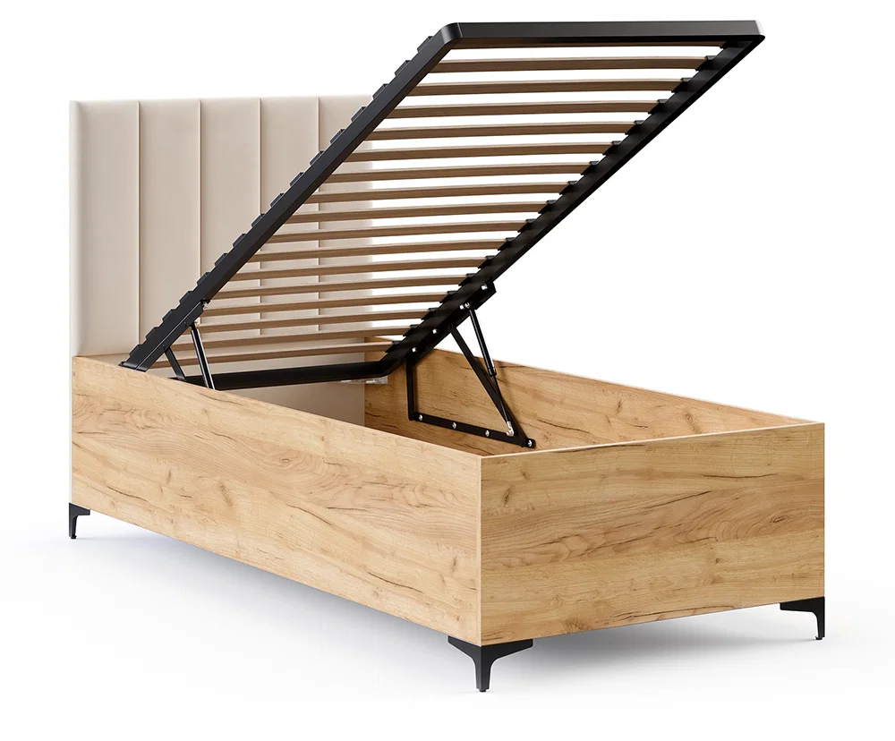 Postel SIERRA 90×200 s kovovým zdvižným roštem PARIS Dub Craft - Krémová