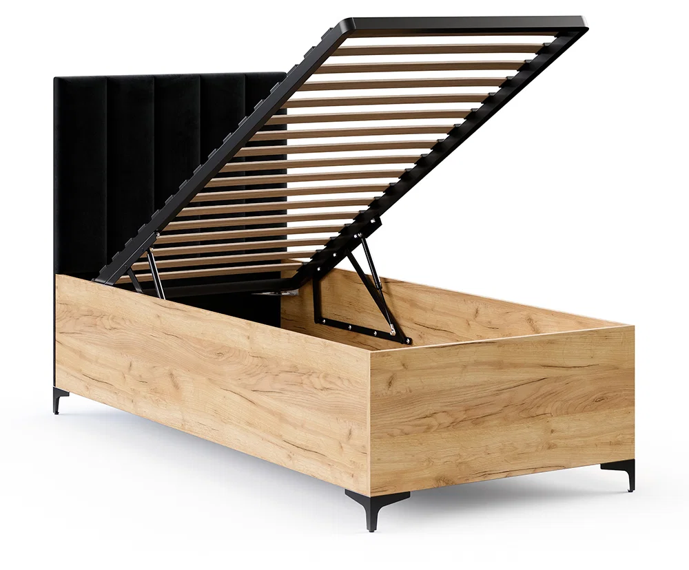 Postel SIERRA 90×200 s kovovým zdvižným roštem PARIS Dub Craft - Černá