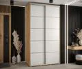 Šatní skříň DAVOS 4 s posuvnými dveřmi 140x235x45 cm DUB Artisan / Bílá, stříbrné