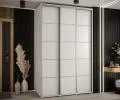 Šatní skříň s posuvnými dveřmi DAVOS 4, 160x235x45 cm Bílá / stříbrné pojezdy
