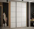 Šatní skříň s posuvnými dveřmi DAVOS 4, 180x235x45 cm DUB Artisan / bílá / stříbrné