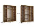 Šatní skříň s posuvnými dveřmi DAVOS 4, 190x235x45 cm DUB Artisan / černá / černé pojezdy