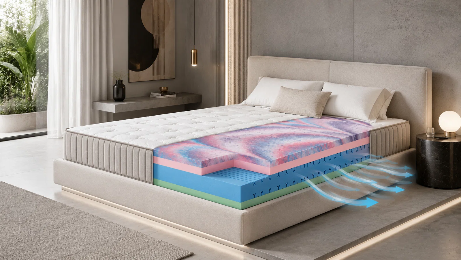 Ortopedická pěnová matrace 80x200 SAPHIRE | Středně Tvrdá | Výška 29 cm | Premium Lux |