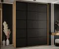 Šatní skříň s posuvnými dveřmi DAVOS 4, 200x235x45 cm DUB Artisan / černá / černé pojezdy