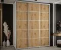 Šatní skříň s posuvnými dveřmi DAVOS 4, 200x235x45 cm Bílá / DUB Artisan / stříbrné