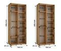 Šatní skříň DAVOS 5 posuvné dvěře a zrcadlo, 100×235×45, DUB Artisan / bílá / stříbrné