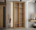 Šatní skříň DAVOS 5 posuvné dvěře a zrcadlo, 120×235×45, DUB Artisan / černé pojezdy