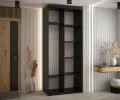 Šatní skříň DAVOS 5 posuvné dvěře a zrcadlo, 120×235×45, Černá / DUB Artisan / černé