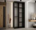 Šatní skříň DAVOS 5 posuvné dvěře a zrcadlo, 120×235×45, Černá / černé pojezdy