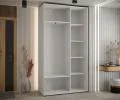 Šatní skříň DAVOS 5 posuvné dvěře a zrcadlo, 140×235×45, Bílá / stříbrné pojezdy
