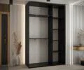 Šatní skříň DAVOS 5 posuvné dvěře a zrcadlo, 150×235×45, Černá / DUB Artisan / černé