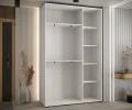 Šatní skříň DAVOS 5 posuvné dvěře a zrcadlo, 150×235×45, Bílá / DUB Artisan / stříbrné