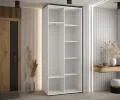 Šatní skříň DAVOS 5 posuvné dvěře a zrcadlo, 120×235×45, Bílá / DUB Artisan / stříbrné