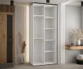 Šatní skříň DAVOS 5 posuvné dvěře a zrcadlo, 120×235×45, Bílá / DUB Artisan / stříbrné