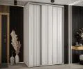 Šatní skříň s posuvnými dveřmi DAVOS 6, 160x235x45 cm Bílá / stříbrné pojezdy