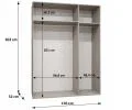 Šatní skříň MARBELLA 1 otočné dveře, tyč, police, 150×202×52, bílá mat / kašmírové úchytky