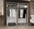 Šatní skříň se zrcadlem MARBELLA 2, otočné dveře, tyč, 200×202×52, bílá mat / černé