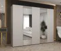 Šatní skříň se zrcadlem MARBELLA 2, otočné dveře, tyč, 250×202×52, kašmír / kašmírové