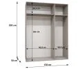 Šatní skříň ALICANTE 1, 150×202×52cm | Černá / Černá úchyty