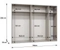 Šatní skříň ALICANTE 1, 250×202×52cm | Bílá / Černá úchyty