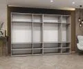 Šatní skříň ALICANTE 1, 300×202×52cm | Bílá / Černé úchyty