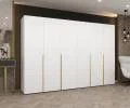 Šatní skříň ALICANTE 1, 300×202×52cm | Bílá / Zlaté úchyty