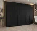 Šatní skříň ALICANTE 1, 300×202×52cm | Černá / Černé úchyty