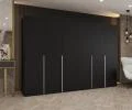 Šatní skříň ALICANTE 1, 300×202×52cm | Černá / Kašmírové úchyty