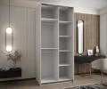 Šatní skříň LUX 1 s posuvnými dveřmi, 120×245,5×64 Bílá / stříbrné