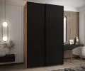 Šatní skříň LUX 1 s posuvnými dveřmi, 150×245,5×64 Dub Artisan / černá / černé
