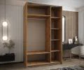 Šatní skříň LUX 1 s posuvnými dveřmi, 150×245,5×64 Dub Artisan / černá / černé