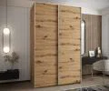 Šatní skříň LUX 1 s posuvnými dveřmi, 150×245,5×64 Dub Artisan / stříbrné