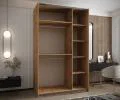 Šatní skříň LUX 1 s posuvnými dveřmi, 150×245,5×64 Dub Artisan / stříbrné