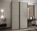 Šatní skříň LUX 1 s posuvnými dveřmi, 150×245,5×64 Kašmír / černé