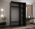 Šatní skříň LUX 1 s posuvnými dveřmi, 150×245,5×64 Černá / černé