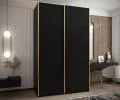 Šatní skříň LUX 1 s posuvnými dveřmi, 150×245,5×64 Černá / zlaté