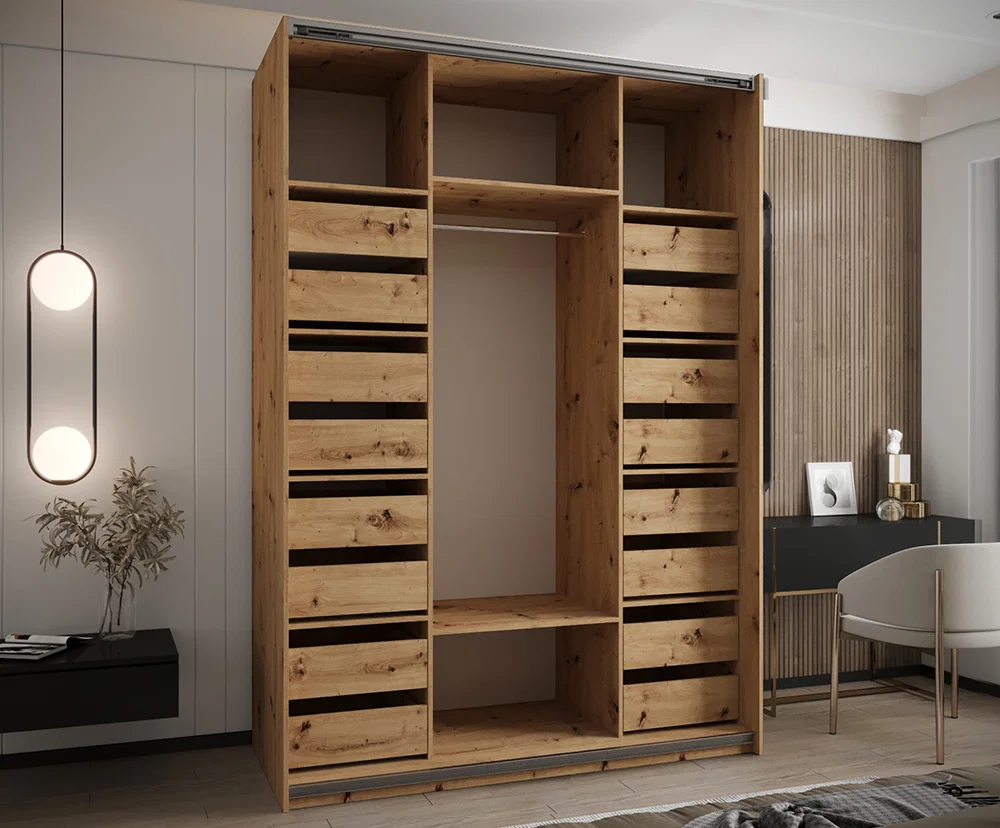 Sada 2 ks zásuvek – Dub Artisan | pro šatní skříně LUX 110–200 cm