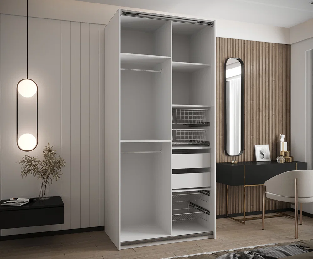 Sada 2 ks zásuvek – Bílé | pro šatní skříně LUX 110–200 cm