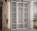 Šatní skříň DAVOS 2 posuvné zrcadlové dvěře, 160×235×45, Bílá / stříbrné pojezdy