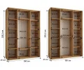Šatní skříň DAVOS 2 posuvné zrcadlové dvěře, 160×235×45, Černá / stříbrné pojezdy