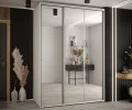 Šatní skříň DAVOS 2 posuvné zrcadlové dvěře, 170×235×45, Bílá / stříbrné pojezdy